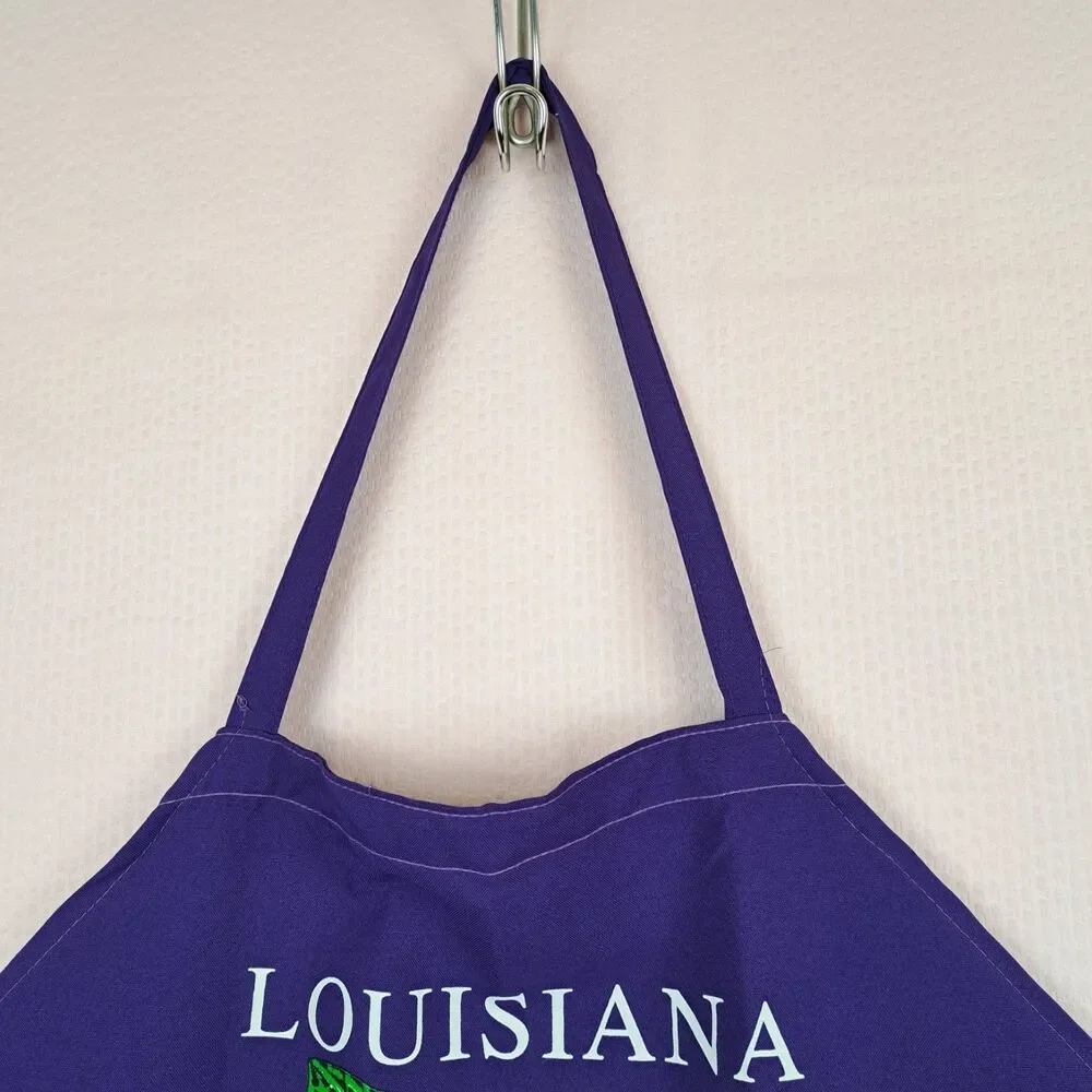 Vintage Kelley Abide Louisiana Cooking Apron Made In USA Magnolia State Purple